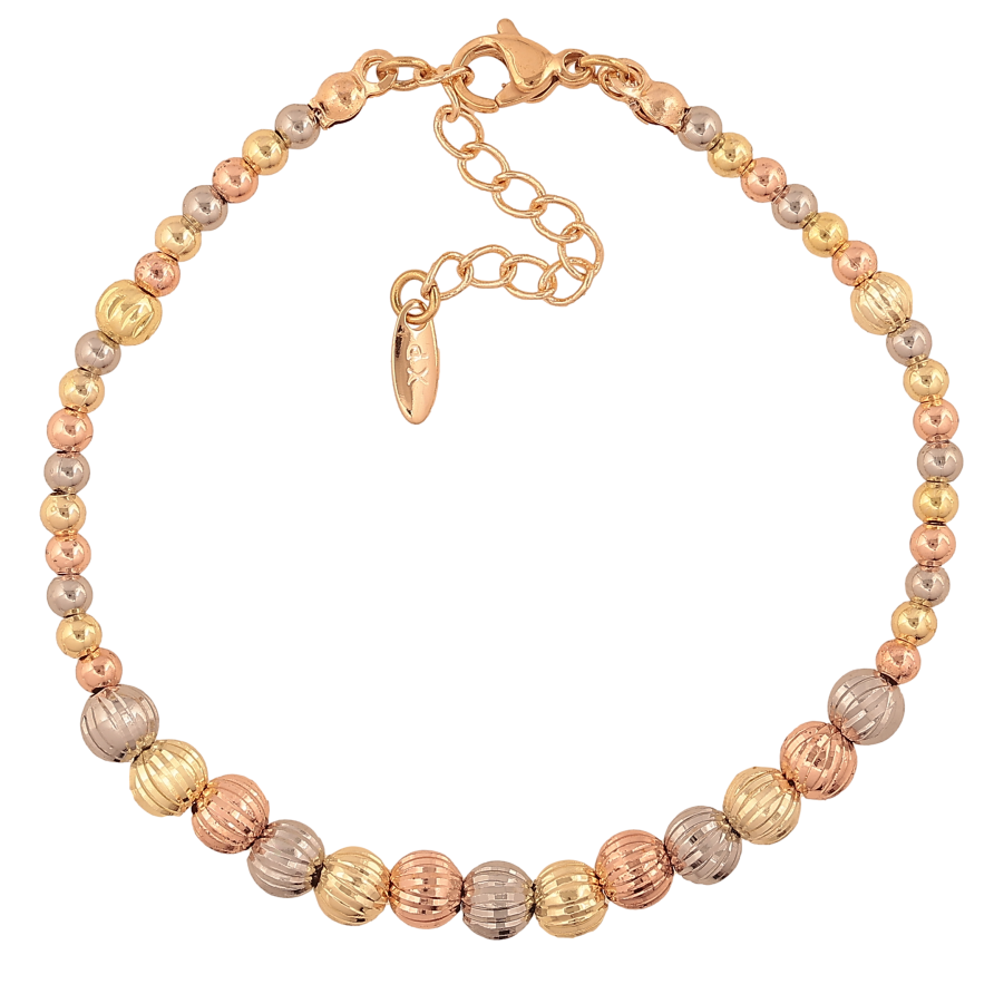 Браслет Xuping M&L колір 18К+14К+РО+Родій "Візерунок з намистин" довжина з дод. ланцюжком 16.5-20см х 3-5мм фото №1