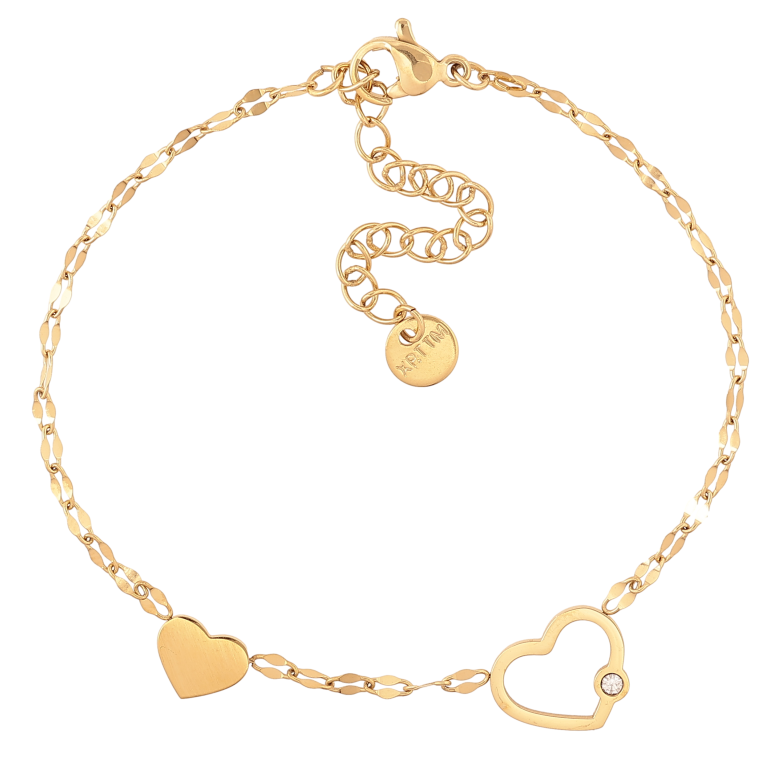 Браслет Xuping ТТМ Stainless Steel колір 14К "Ланцюжок з сердечками" довжина з дод. ланцюжком 17-22.5см х 2-10мм фото №1