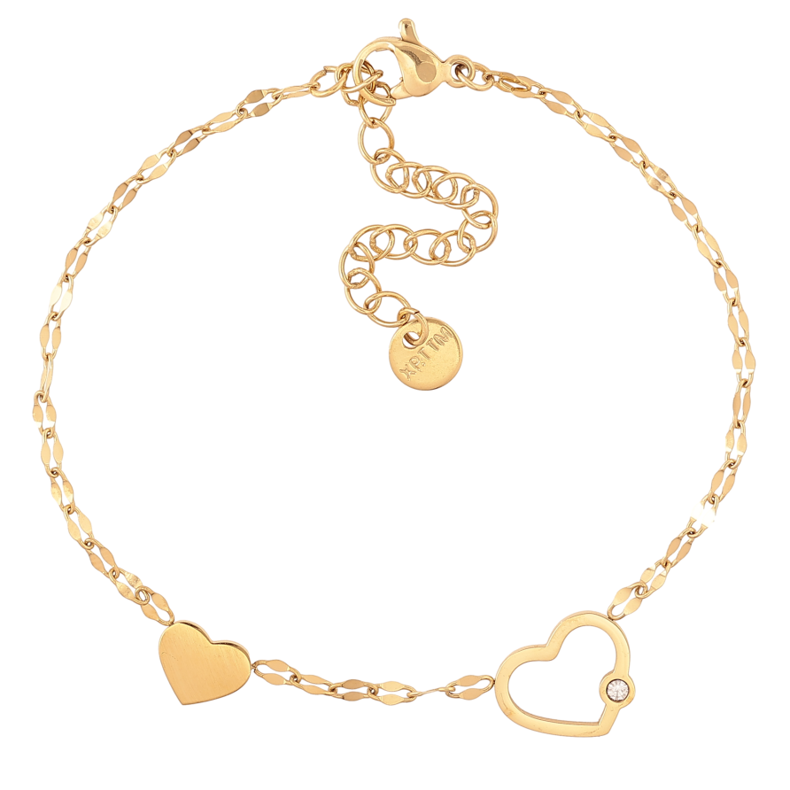 Браслет Xuping ТТМ Stainless Steel цвет 14К "Цепочка с сердечками" длина с доп. цепочкой 17-22.5см х 2-10мм фото №1
