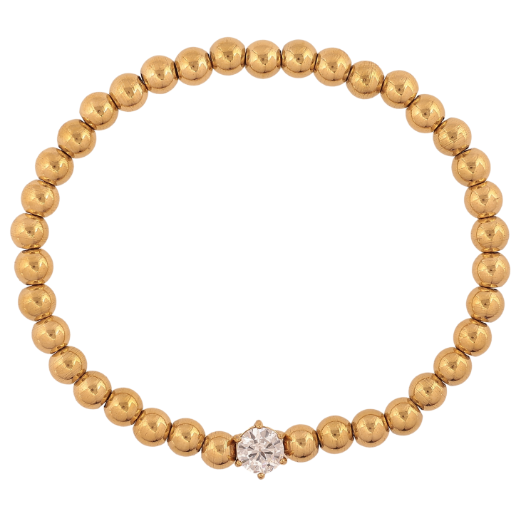 Браслет Xuping ТТМ Stainless Steel цвет 14К "Золотистые бусины с кристаллом" ø 5-6мм фото №9 Браслет Xuping ТТМ Stainless Steel цвет 14К "Золотистые бусины с кристаллом" ø 5-6мм фото №9