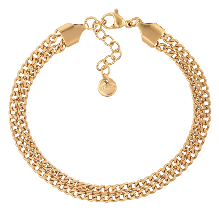 Браслет Xuping ТТМ Stainless Steel цвет 14К "Цепочка двойная Панцирная" длина с доп. цепочкой 18-21см х 6мм фото №20