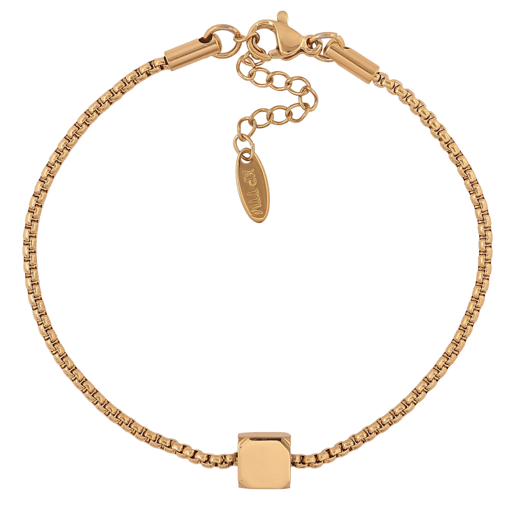 Браслет Xuping ТТМ Stainless Steel цвет 14К "Цепочка Венецианская с бусиной, 7х7мм" длина с доп. цепочкой 18-21см х 2мм фото №5