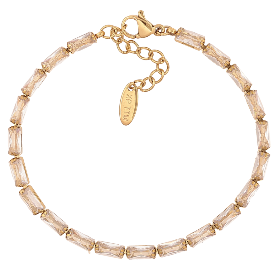 Браслет Xuping ТТМ Stainless Steel цвет 14К "Дорожка кристаллов" длина с доп. цепочкой 17-20см х 3мм фото №1