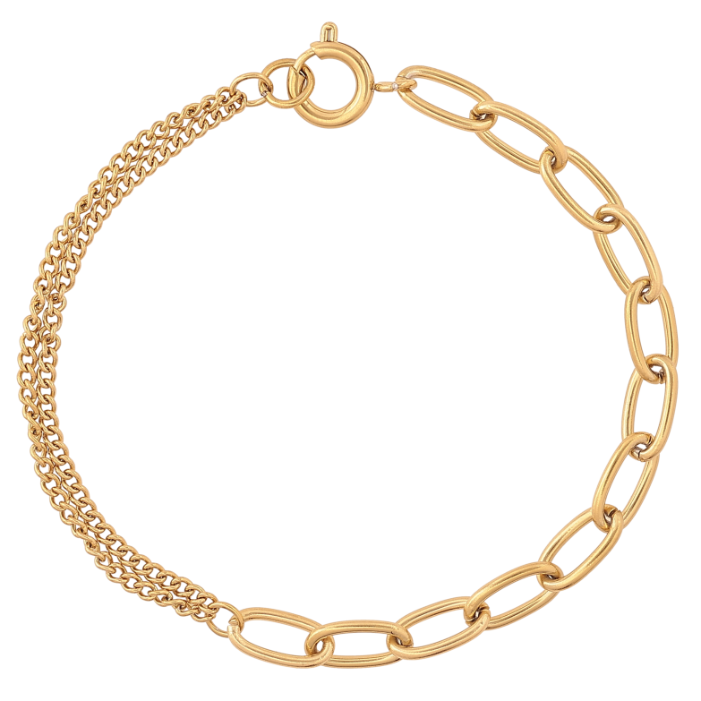 Браслет Xuping ТТМ Stainless Steel цвет 14К "Цепочка комбинированная" длина 17.5см х 2-5мм фото №1