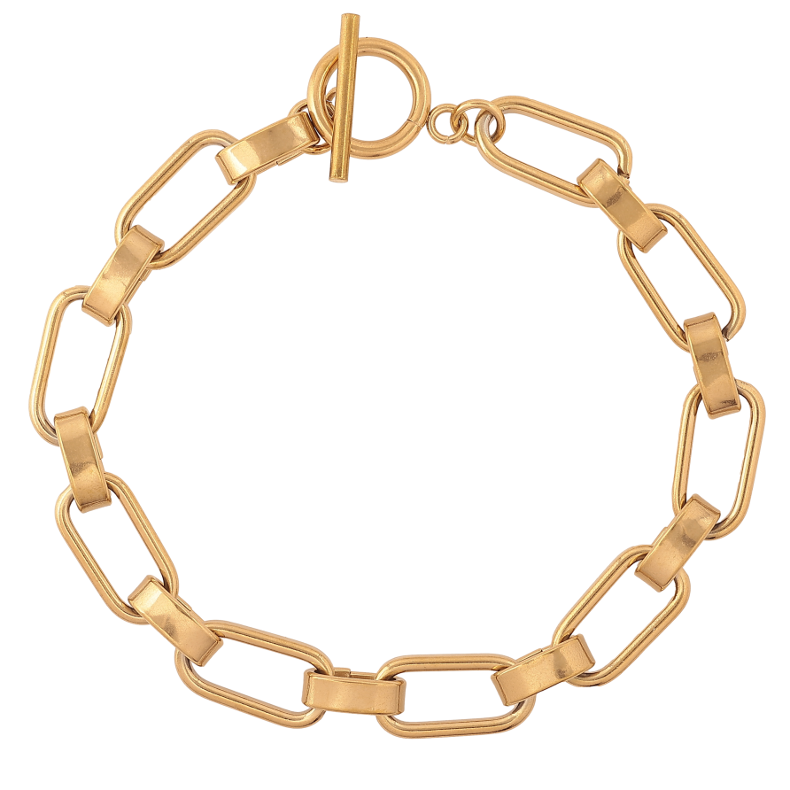 Браслет Xuping ТТМ Stainless Steel цвет 14К "Декоративная цепочка" длинна 22см х 4-8мм фото №1