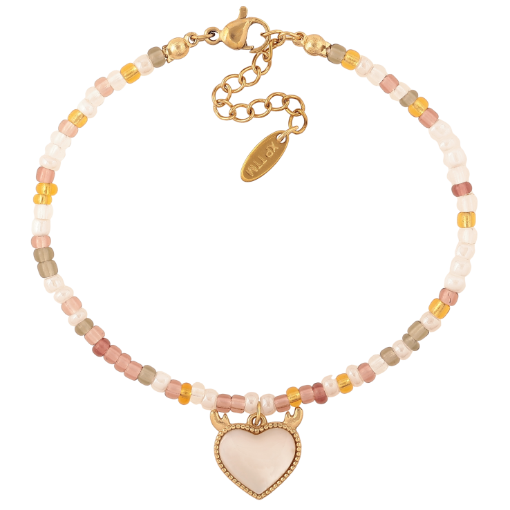 Браслет Xuping ТТМ Stainless Steel цвет 14К "Разноцветный биссер с сердечком" длина с доп. цепочкой 18.5-22.5см х 3мм фото №13