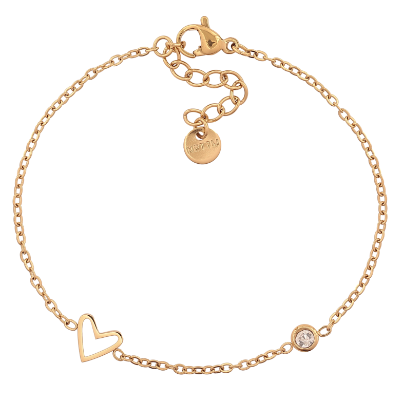 Браслет Xuping ТТМ Stainless Steel цвет 14К "Цепочка с кристаллом и сердечком" длина с доп. цепочкой 17.5-20.5см х 1.5-7мм фото №1