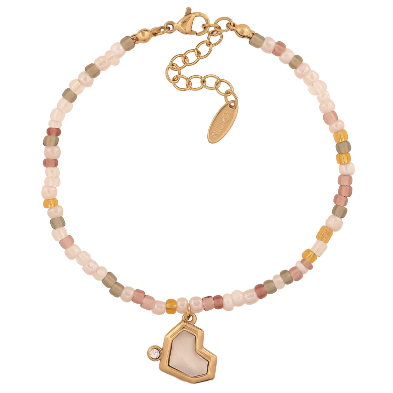 Браслет Xuping ТТМ Stainless Steel цвет 14К "Нить разноцветного бисера с подвеской сердечко" длина с доп. цепочкой 18-21.5см х 3мм фото №1 Браслет Xuping ТТМ Stainless Steel цвет 14К "Нить разноцветного бисера с подвеской сердечко" длина с доп. цепочкой 18-21.5см х 3мм фото №1