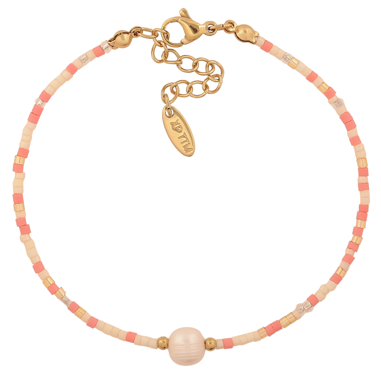 Браслет Xuping ТТМ Stainless Steel цвет 14К "Нить цветного бисера с жемчужиной" длина с доп. цепочкой 18-21.5см х 2-7мм фото №2 Браслет Xuping ТТМ Stainless Steel цвет 14К "Нить цветного бисера с жемчужиной" длина с доп. цепочкой 18-21.5см х 2-7мм фото №2