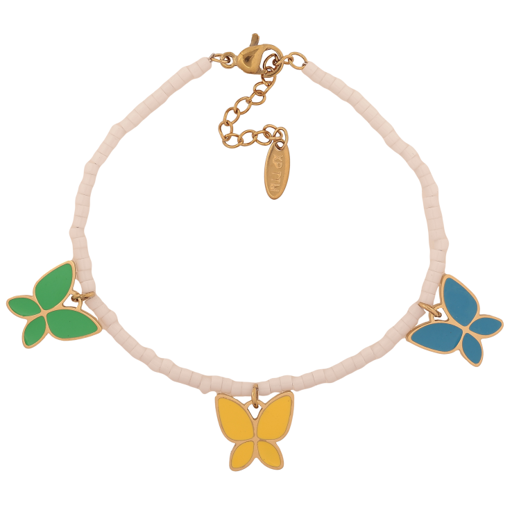 Браслет Xuping ТТМ Stainless Steel цвет 14К "Разноцветные бабочки" длина с доп. цепочкой 17.5-20.5см х 2.5мм фото №23