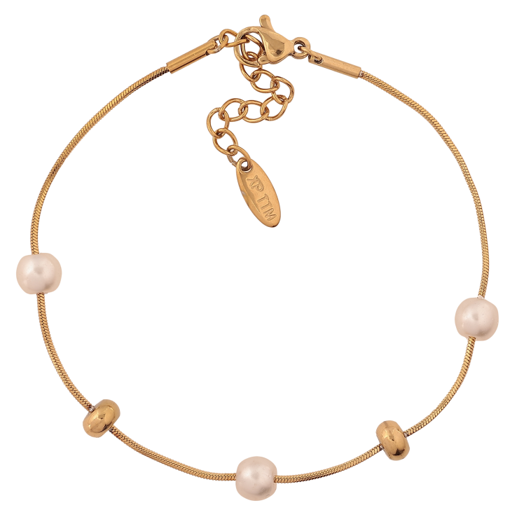 Браслет Xuping ТТМ Stainless Steel цвет 14К "Цепочка с жемчужными бусинами" длина с доп. цепочкой 18-21см х 1-6мм фото №4 Браслет Xuping ТТМ Stainless Steel цвет 14К "Цепочка с жемчужными бусинами" длина с доп. цепочкой 18-21см х 1-6мм фото №4