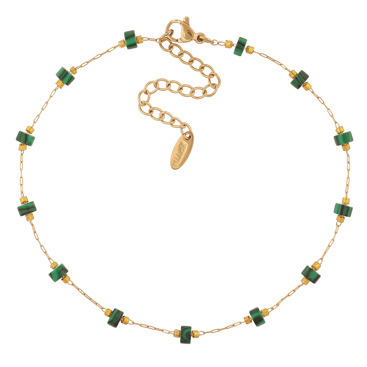 Браслет Xuping ТТМ Stainless Steel цвет 14К на ногу "Цепочка с желто-зелеными бусинами" длина с доп. цепочкой 24.5-30см х 1-4мм фото №12