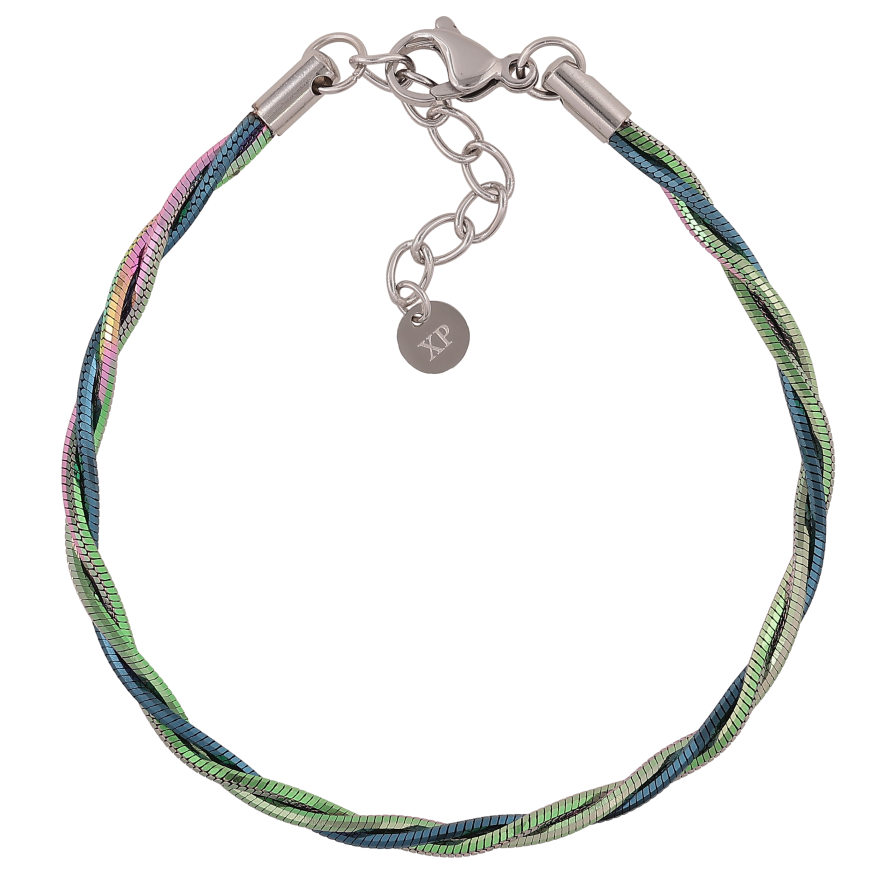 Браслет Xuping ТТМ Stainless Steel колір Хамелеон "Шнур із ланцюжків" довжина з дод. ланцюжком 20-23.5см х 3мм фото №1