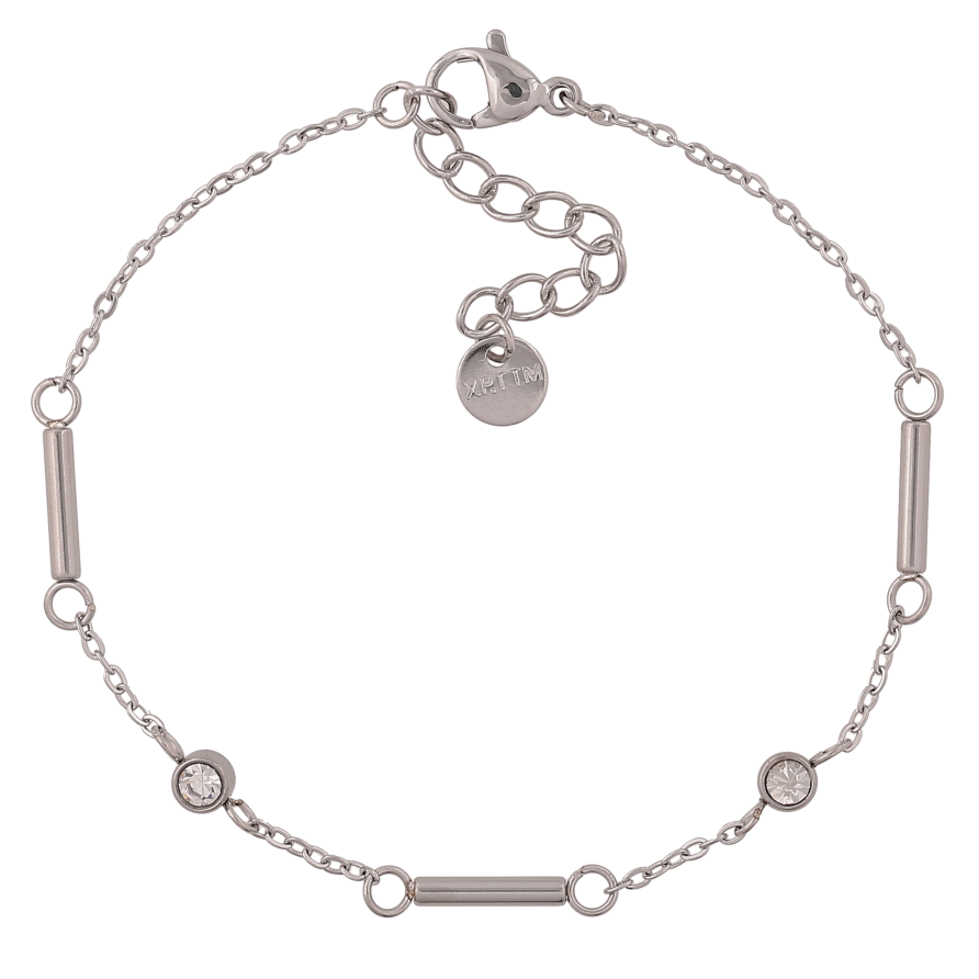 Браслет Xuping ТТМ Stainless Steel цвет Родий "Цепочка с декоративными вставками и кристаллами" длина с доп. цепочкой 17.5-20.5см х 1.5-4мм фото №1 Браслет Xuping ТТМ Stainless Steel цвет Родий "Цепочка с декоративными вставками и кристаллами" длина с доп. цепочкой 17.5-20.5см х 1.5-4мм фото №1