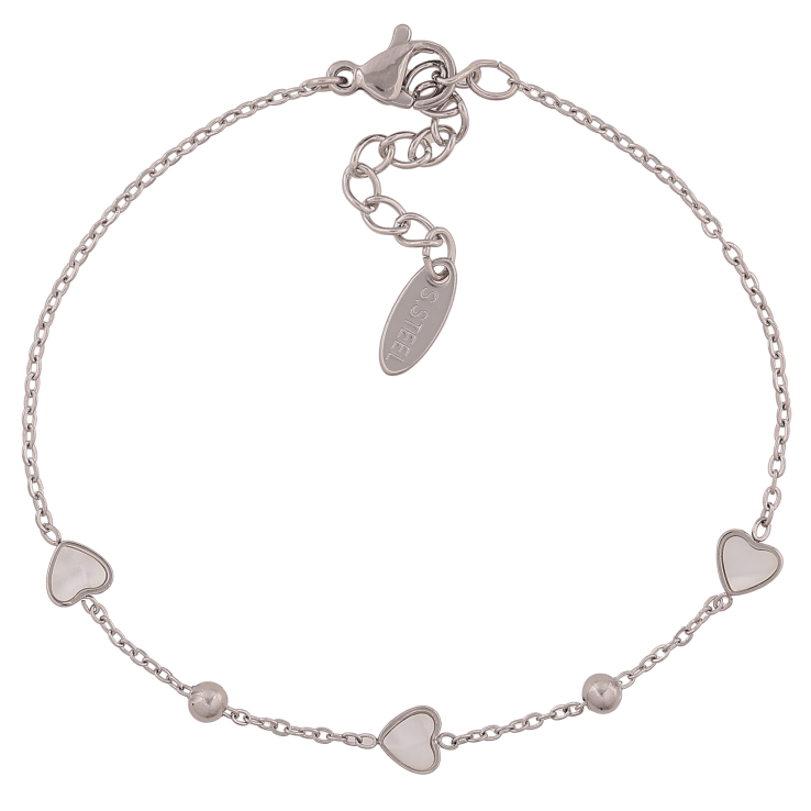 Браслет Xuping ТТМ Stainless Steel колір Родій "Ланцюжок з перламутровими серцями" довжина з дод. ланцюжком 17-20см х 1-5мм фото №14