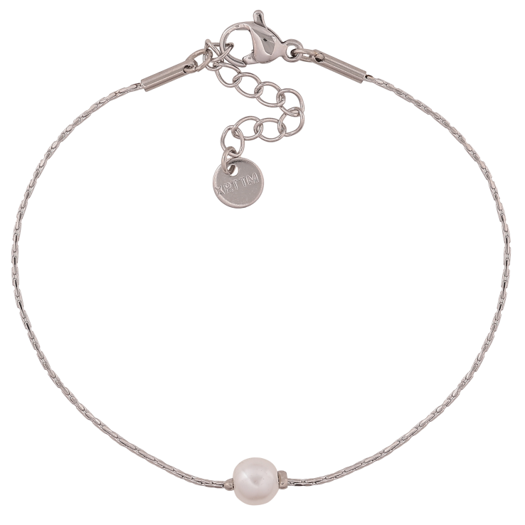 Браслет Xuping ТТМ Stainless Steel колір Родій "Ланцюжок з перлиною" довжина з дод. ланцюжком 17-20.5см х 1-6мм фото №8