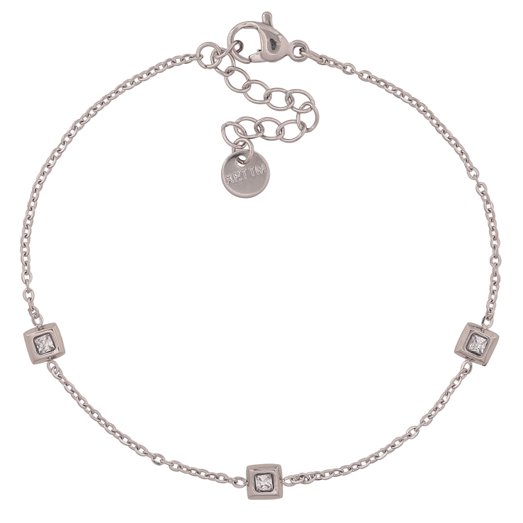 Браслет Xuping ТТМ Stainless Steel колір Родій "Ланцюжок з кристальними вставками" довжина з дод. ланцюжком 18-21см х 1.5-4мм фото №10