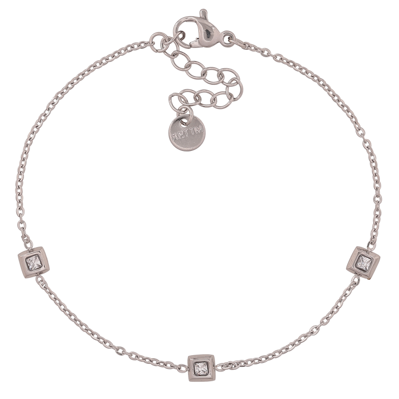 Браслет Xuping ТТМ Stainless Steel колір Родій "Ланцюжок з кристальними вставками" довжина з дод. ланцюжком 18-21см х 1.5-4мм фото №1