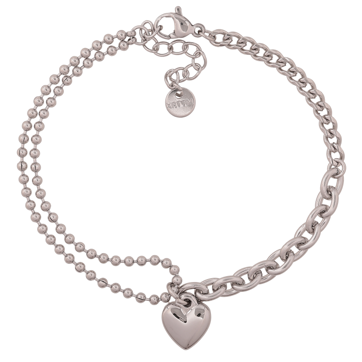 Браслет Xuping ТТМ Stainless Steel колір Родій "Сердечко" довжина з дод. ланцюжком 18-21см х 2-5мм фото №16