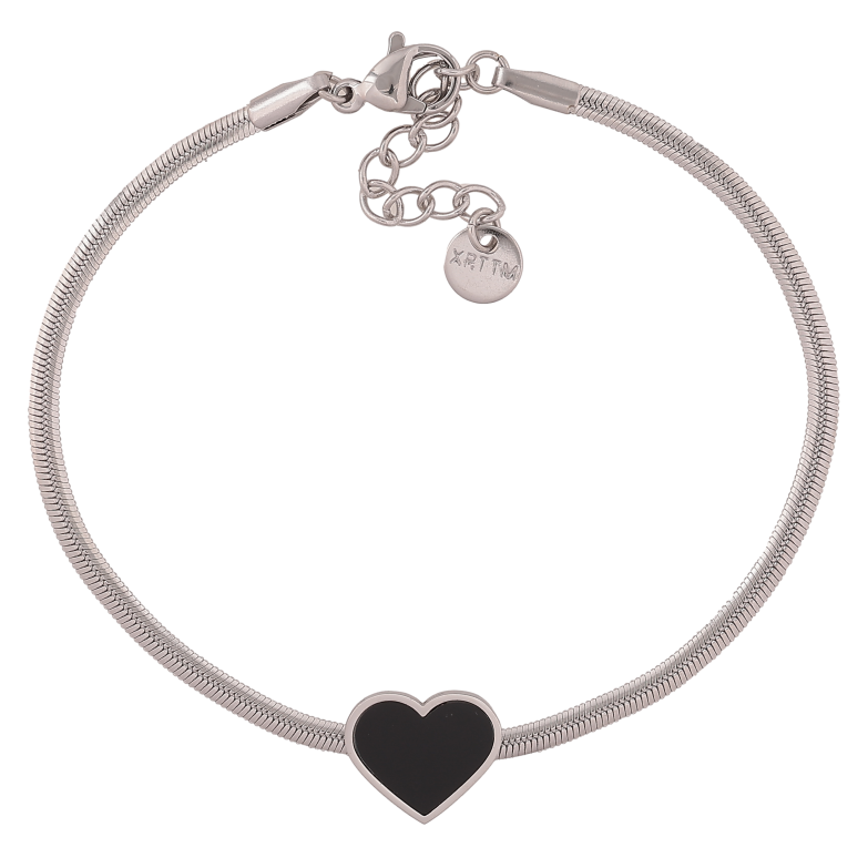 Браслет Xuping ТТМ Stainless Steel цвет Родий "Цепочка с сердечком" длина с доп. цепочкой 17.5-20.5см х 2-7мм фото №1