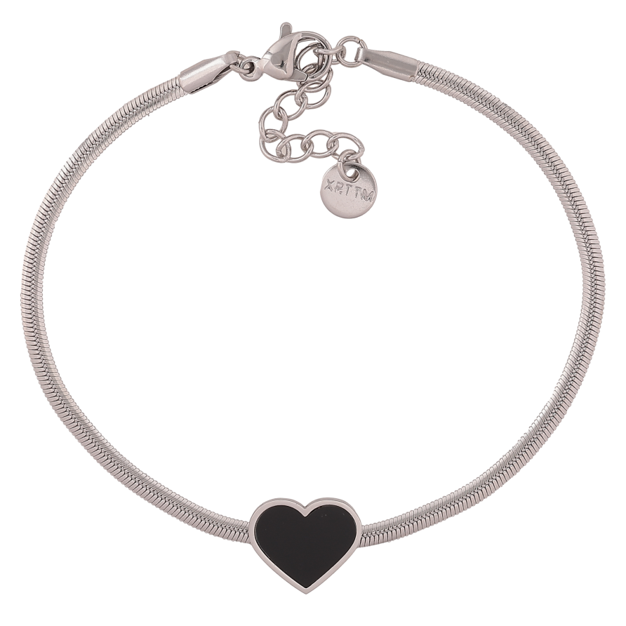 Браслет Xuping ТТМ Stainless Steel колір Родій "Ланцюжок із серцем" довжина з дод. ланцюжком 17.5-20.5см х 2-7мм фото №1