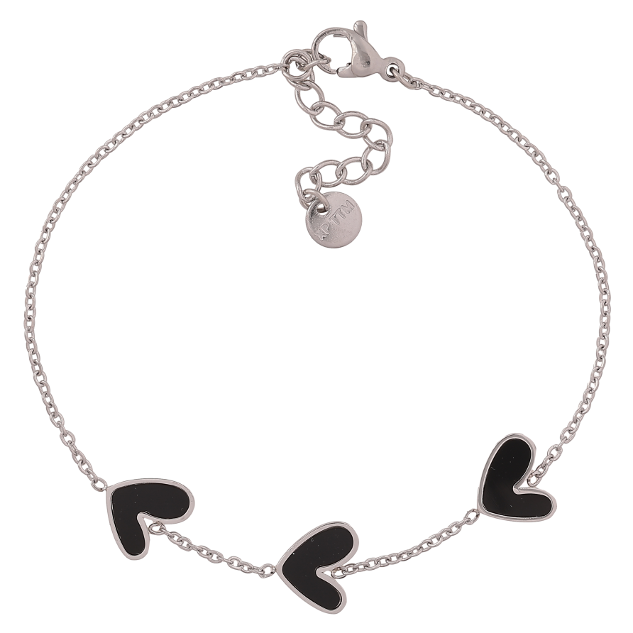 Браслет Xuping ТТМ Stainless Steel колір Родій "Ланцюжок з сердечками" довжина з дод. ланцюжком 18-21см х 1-10мм фото №1 Браслет Xuping ТТМ Stainless Steel колір Родій "Ланцюжок з сердечками" довжина з дод. ланцюжком 18-21см х 1-10мм фото №1