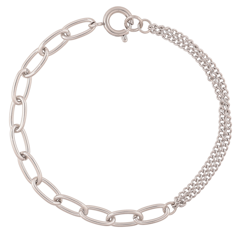 Браслет Xuping ТТМ Stainless Steel колір Родій "Ланцюжок Комбінований" довжина 17см х 2-5мм фото №3 Браслет Xuping ТТМ Stainless Steel колір Родій "Ланцюжок Комбінований" довжина 17см х 2-5мм фото №3