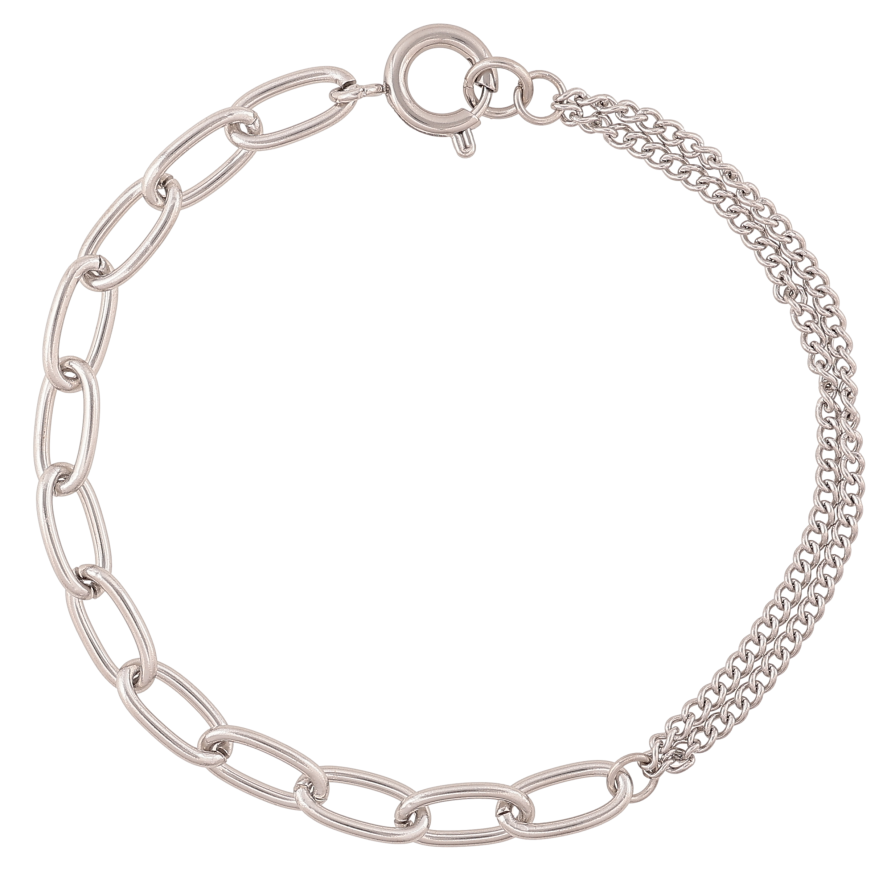 Браслет Xuping ТТМ Stainless Steel цвет Родий "Цепочка Комбинированная" длина 17см х 2-5мм фото №1 Браслет Xuping ТТМ Stainless Steel цвет Родий "Цепочка Комбинированная" длина 17см х 2-5мм фото №1