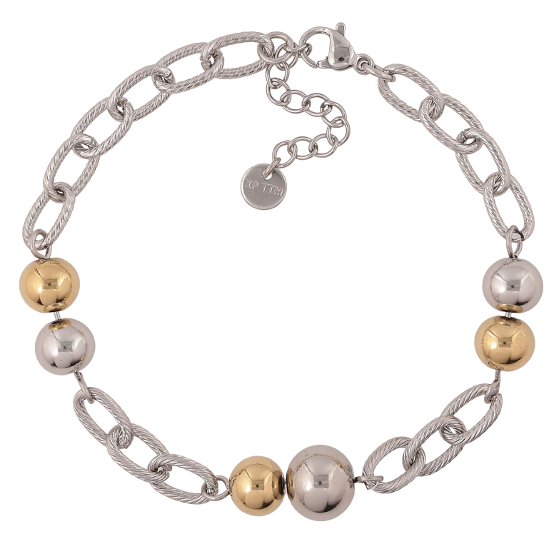 Браслет Xuping ТТМ Stainless Steel цвет Родий + 14К "Цепочка с бусинами" длина с доп. цепочкой 19-22.5см х 6-10мм фото №1 Браслет Xuping ТТМ Stainless Steel цвет Родий + 14К "Цепочка с бусинами" длина с доп. цепочкой 19-22.5см х 6-10мм фото №1