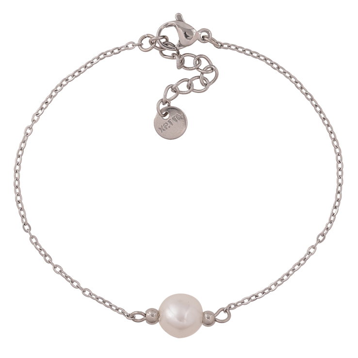 Браслет Xuping ТТМ Stainless Steel колір Родій "Ланцюжок з перлиною" довжина з дод. ланцюжком 17-20см х 1мм фото №22