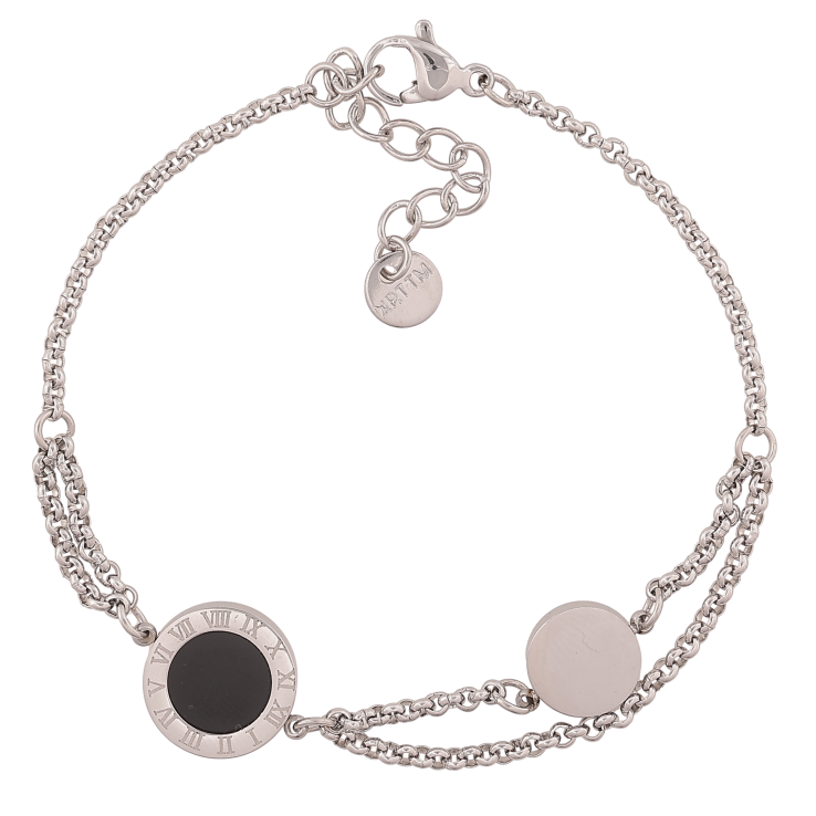 Браслет Xuping ТТМ Stainless Steel цвет Родий "Двойная цепочка с циферблатом, двусторонний" длина с доп. цепочкой 17-20см х 2-12мм фото №16