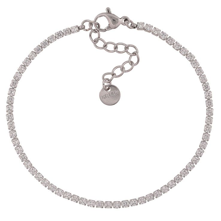 Браслет Xuping ТТМ Stainless Steel цвет Родий "Дорожка кристаллов" длина с доп. цепочкой 17-20.5см х 2мм фото №3