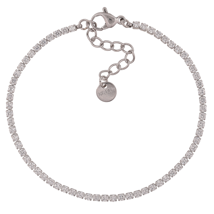 Браслет Xuping ТТМ Stainless Steel цвет Родий "Дорожка кристаллов" длина с доп. цепочкой 17-20.5см х 2мм фото №1