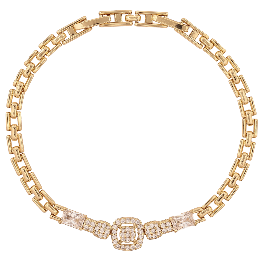 Браслет Xuping цвет Позолота 14K "Узор с кристаллами" размер с доп. замком 18,20см х 4-9мм фото №1