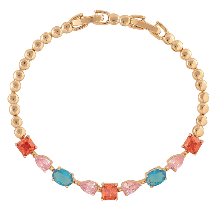 Браслет Xuping колір Позолота 14K "Доріжка різнокольорових кристалів" розмір з дод. замком 17,18.5см х 3-5мм фото №2