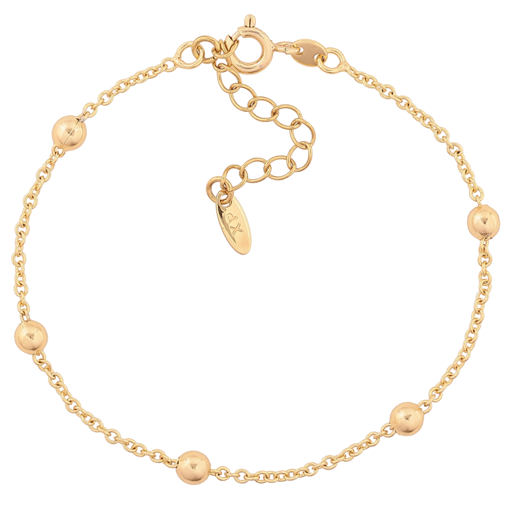Браслет Xuping цвет Позолота 14K "Цепочка Якорная с бусинами" размер  с доп. цепочкой 17-20.5см х 2-4мм фото №2