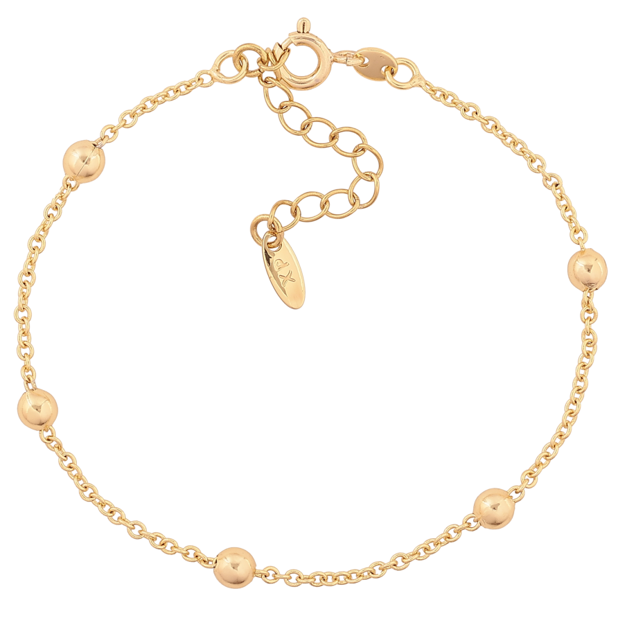 Браслет Xuping цвет Позолота 14K "Цепочка Якорная с бусинами" размер  с доп. цепочкой 17-20.5см х 2-4мм фото №1