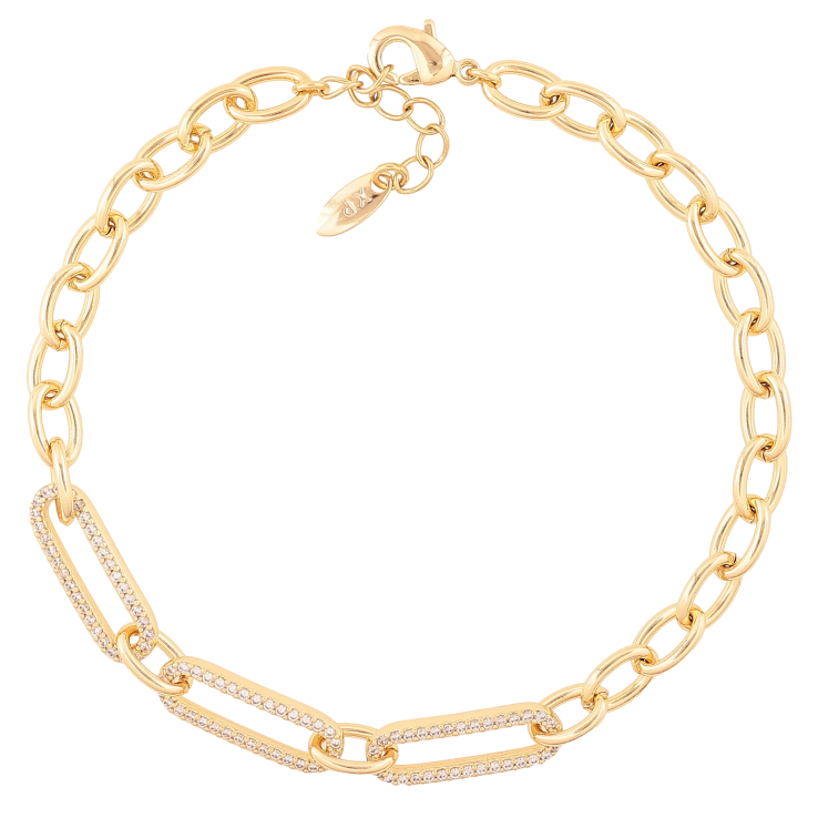 Браслет Xuping цвет Позолота 14K "Цепочка с вставкой" размер с доп. цепочкой 19-21см х 5мм фото №13
