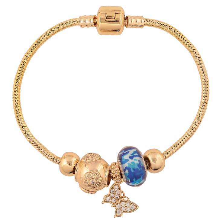 Браслет Xuping колір Позолота 14K "У стилі Pandora ювелірний шнур з бусинами" довжина 18см х 3мм фото №2 Браслет Xuping колір Позолота 14K "У стилі Pandora ювелірний шнур з бусинами" довжина 18см х 3мм фото №2