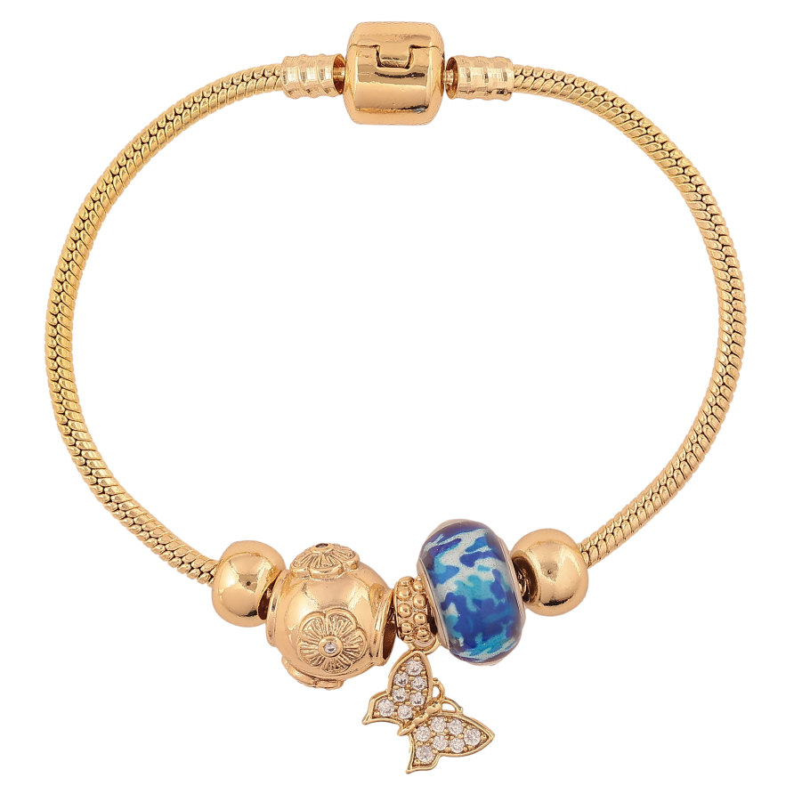 Браслет Xuping колір Позолота 14K "У стилі Pandora ювелірний шнур з бусинами" довжина 18см х 3мм фото №1 Браслет Xuping колір Позолота 14K "У стилі Pandora ювелірний шнур з бусинами" довжина 18см х 3мм фото №1