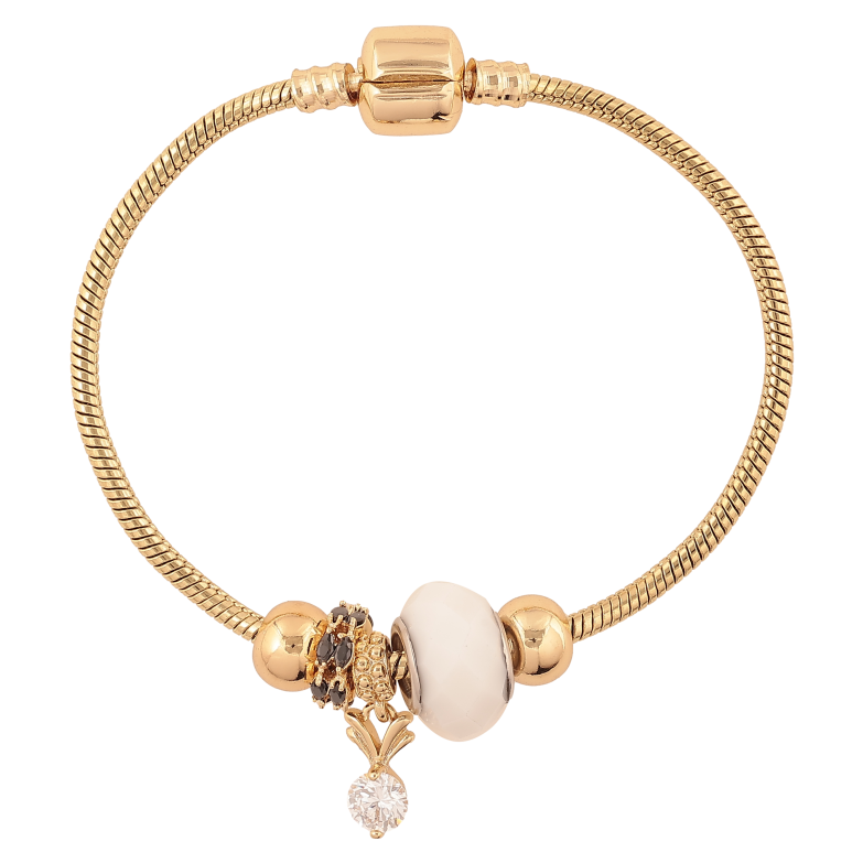 Браслет Xuping цвет Позолота 14K "У стилі Pandora ювелірний шнур з намистинами" довжина 18см х 3мм фото №1 Браслет Xuping цвет Позолота 14K "У стилі Pandora ювелірний шнур з намистинами" довжина 18см х 3мм фото №1