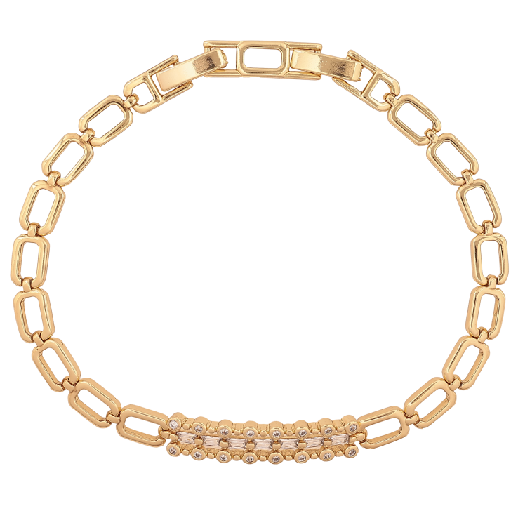 Браслет Xuping цвет Позолота 14K "Узор с кристаллами" размер с доп. замком 17.5,19.5см х 5-6мм фото №7