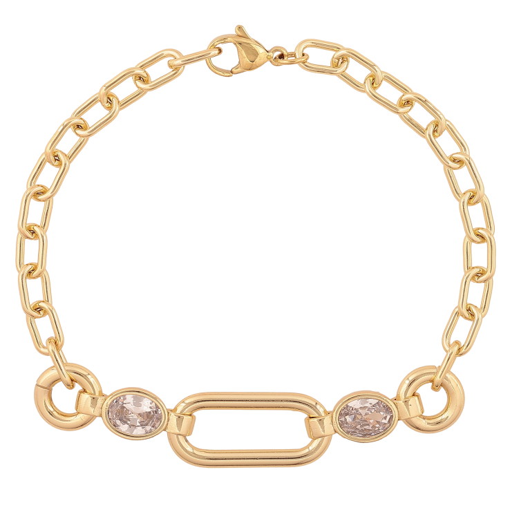 Браслет Xuping цвет Позолота 14K "Цепочка с декоративной вставкой" размер 19.5см х 5-11мм фото №4