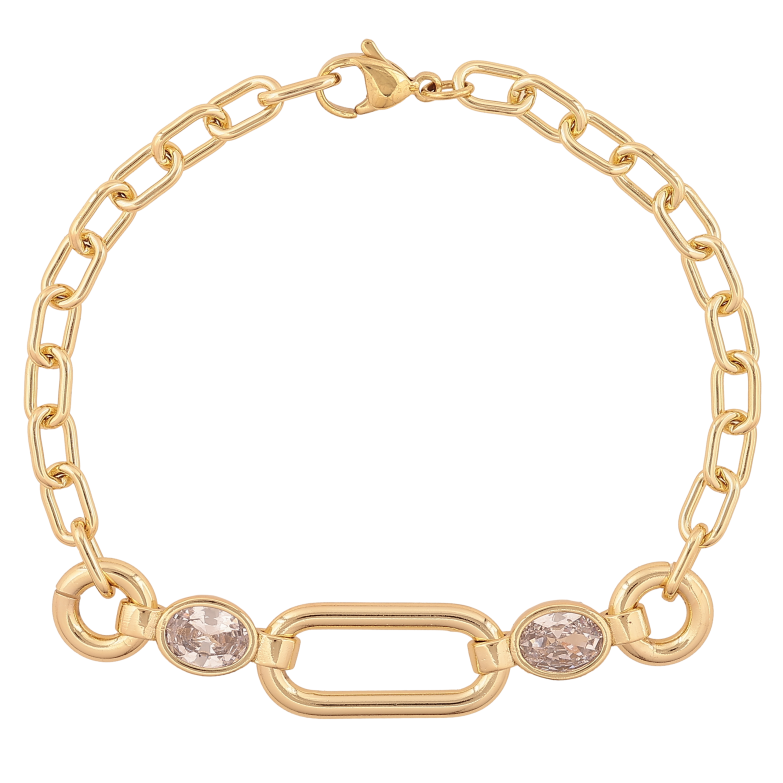 Браслет Xuping цвет Позолота 14K "Цепочка с декоративной вставкой" размер 19.5см х 5-11мм фото №1