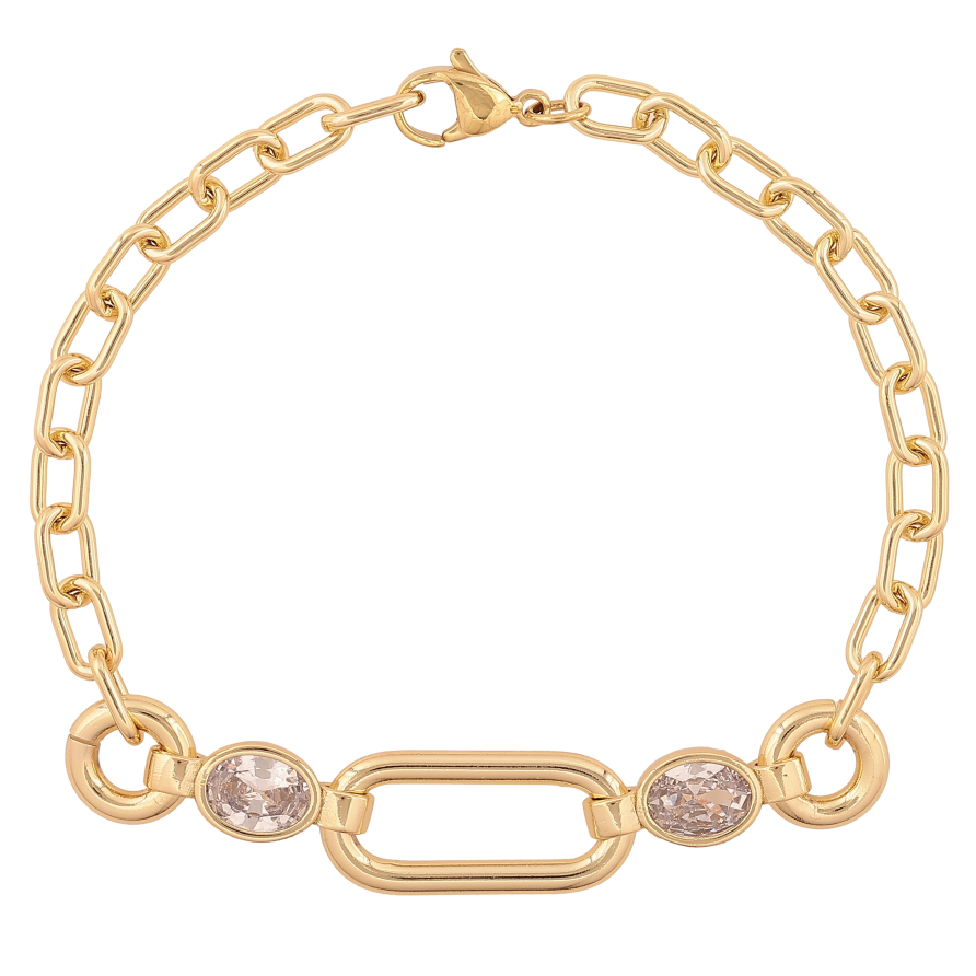 Браслет Xuping цвет Позолота 14K "Цепочка с декоративной вставкой" размер 19.5см х 5-11мм фото №1