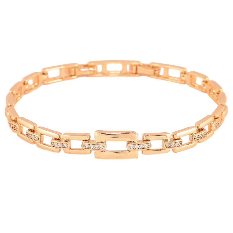 Браслет Xuping цвет Позолота 18K "Узор с кристаллами" размер с доп. замком 17,19см х 5-8мм фото №1