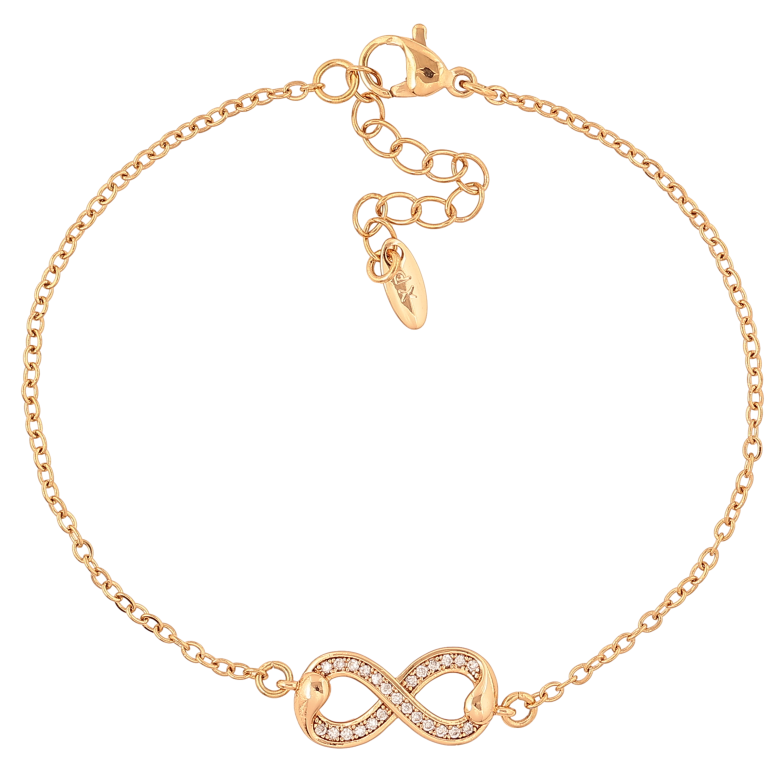 Браслет Xuping колір Позолота 18K "Ланцюжок із вставкою знак нескінченності" розмір з дод. ланцюжком 18.5-22см х 1.5-8мм фото №1