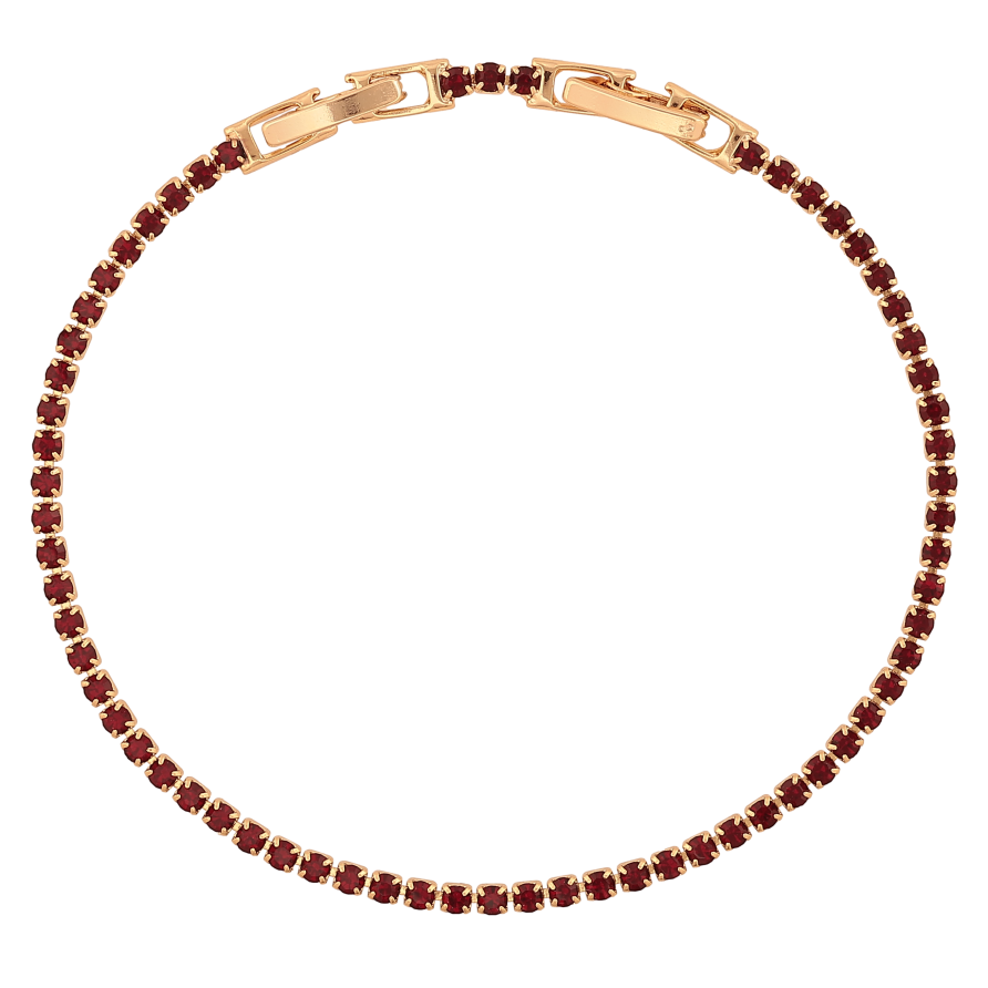 Браслет Xuping колір Позолота 18K "Доріжка червоних кристалів" довжина з дод. замком 17,19см х 2мм фото №1