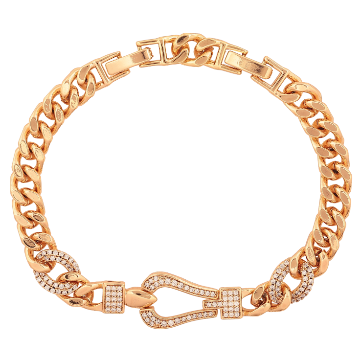 Браслет Xuping колір Позолота 18K "Ланцюжок з декоративною вставкою" довжина з дод. замком 17.5,20см х 7-12мм фото №3