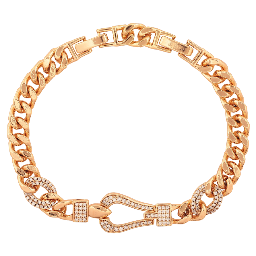 Браслет Xuping колір Позолота 18K "Ланцюжок з декоративною вставкою" довжина з дод. замком 17.5,20см х 7-12мм фото №1